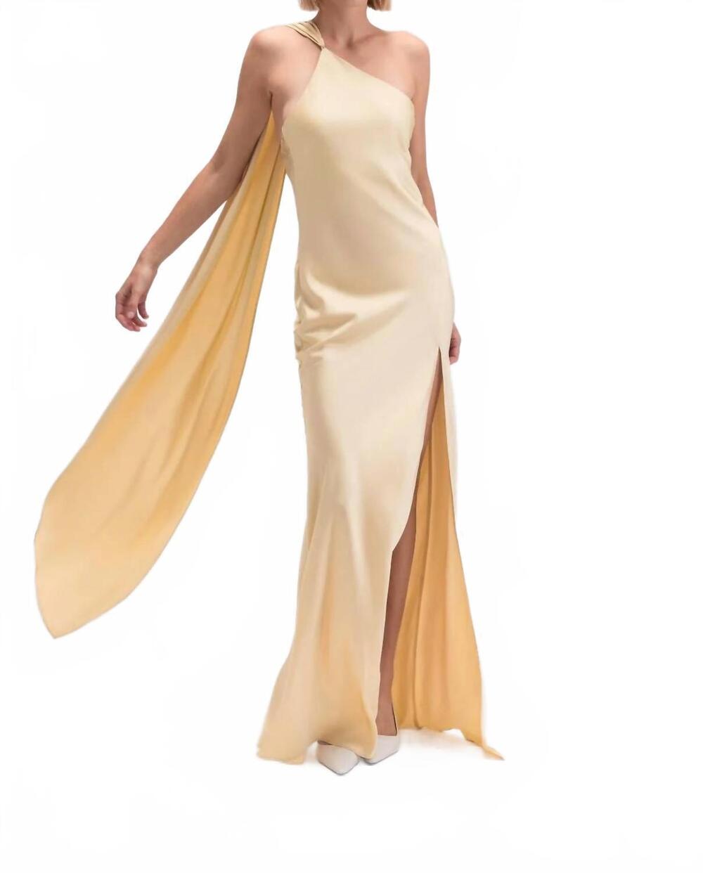 NEW FORE COLLECTION andee asymmetric halter maxi dress in yellow
